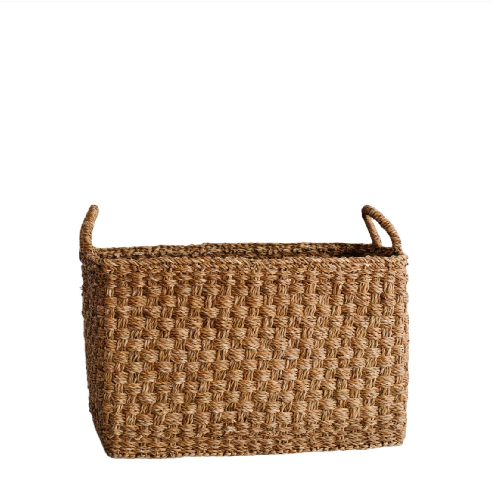 Rectangular Floor Basket with handles, Harvest Chatai weave - FORD + ELM