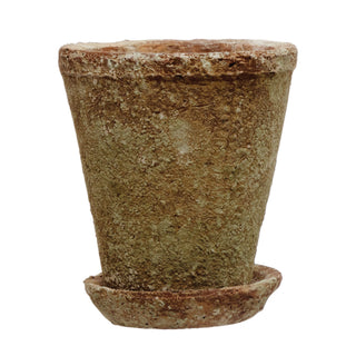 Cement Planter with Saucer -Small - 5 1/4" - FORD + ELM