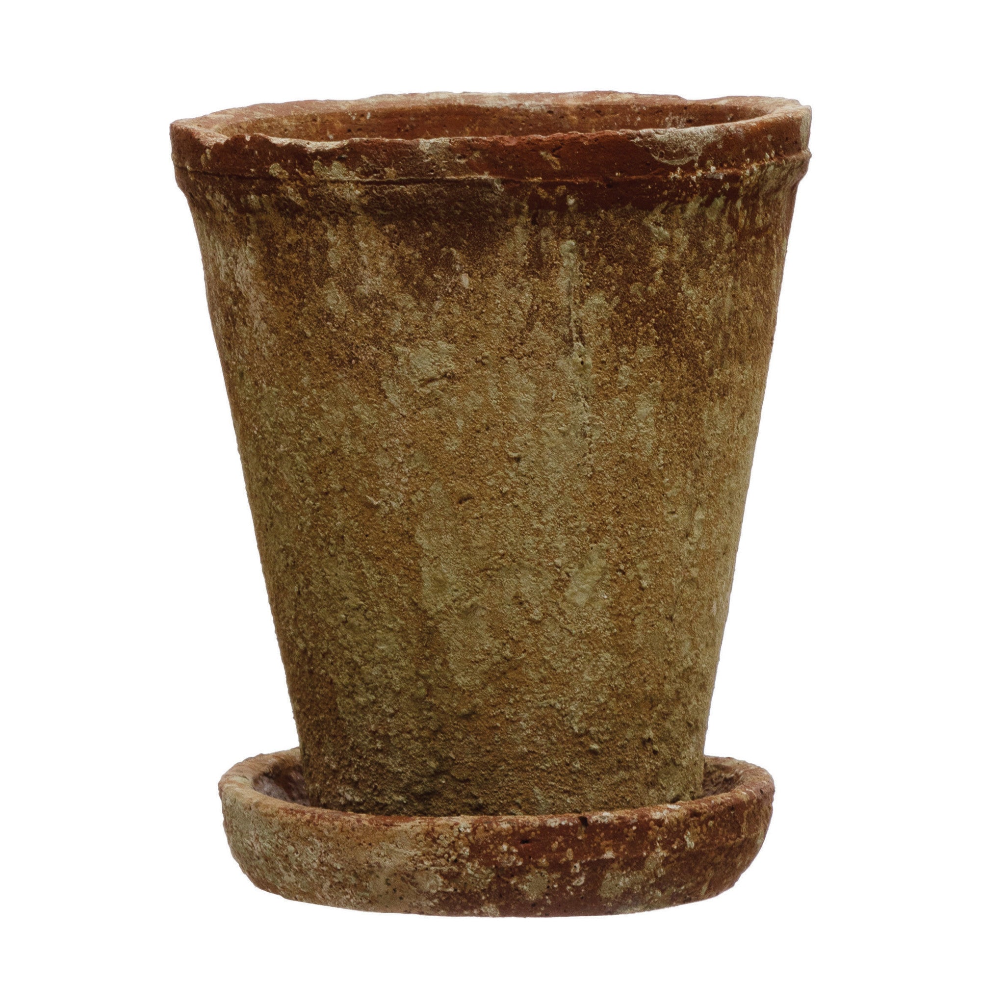 Cement Planter with Saucer - Medium - 7" - FORD + ELM