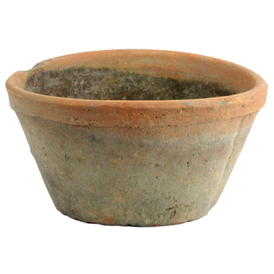 Rustic Terra Cotta Oval Pot - Lrg - Antique Red W/ Saucer